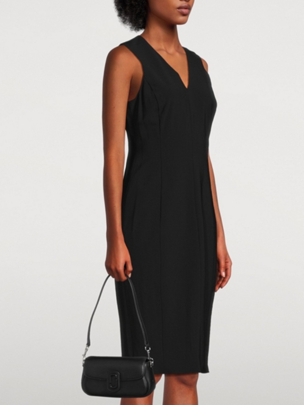 Theory Black Sleeveless V-Neck Midi Dress